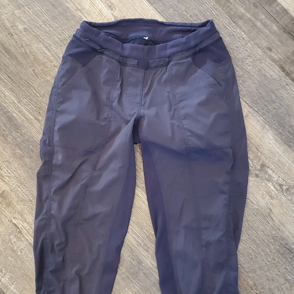 Lululemon Ankle Pants Striped Elastic Waist Athleisure Women Size 4